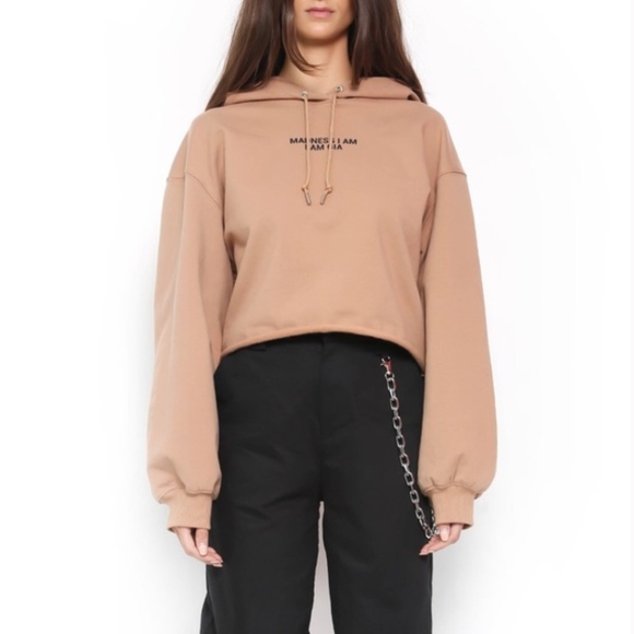 I.AM.GIA Tops - I.AM.GIA Madness I Am Cropped Hoodie Tan